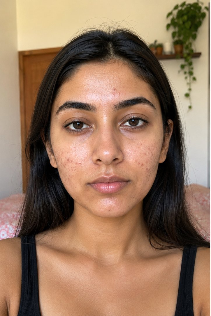 More even skin tone — before